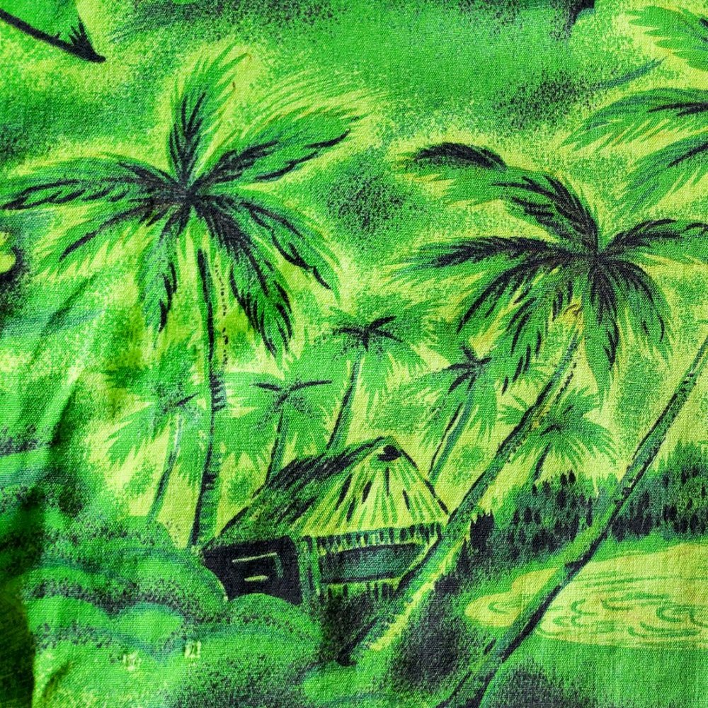 Vintage Princess Peggy Mens 1950s Hawaiian Hawaii Shirt Green L/XL - Picture 8 of 10
